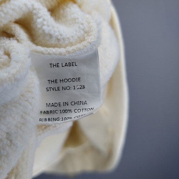 The Label The Hoodie 2X Women Cream Long Sleeve Pocket Pullon Cotton Fleece 2XL - Picture 8 of 9